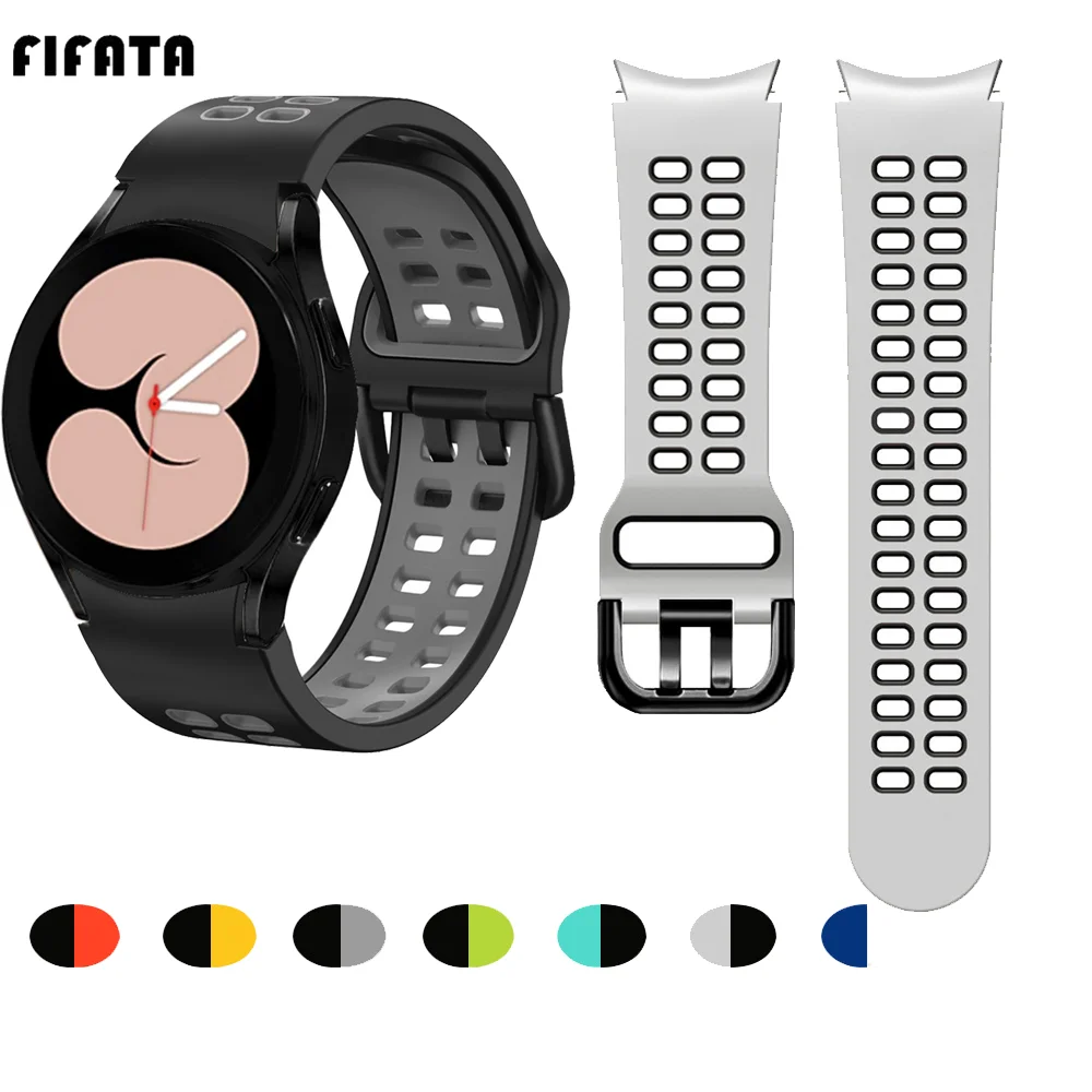 

Silicone Strap For Samsung Galaxy Watch 4 classic 46mm 42mm Double color Sports Bracelet Galaxy Watch 4 44mm 40mm band correa