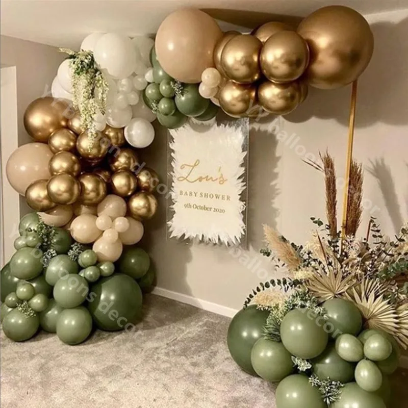 

Metal Gold Avocado Green Baby Shower Balloons Garland Arch Kit Wedding Birthday Party Decoration Kids Decoration Supplies
