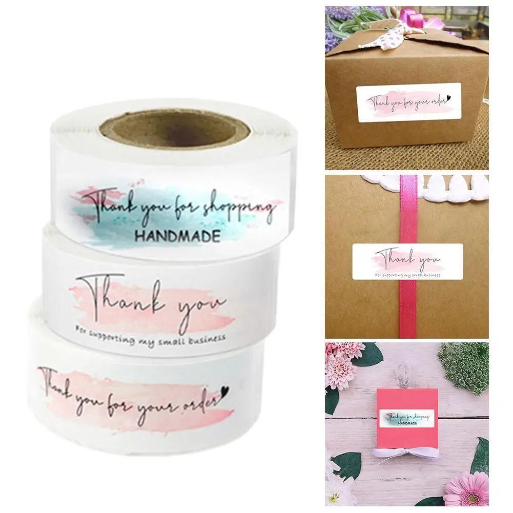 

120pcs Roll Pink "thank You for Your Order" Sticker For Supporting Your Business Package Decoration Labels Stationery Stickers