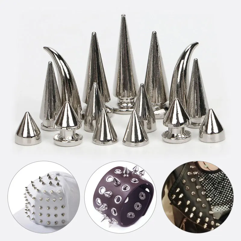 

10 Sets Silver Bullet Spikes Rivets For Leather Punk Studs and Spikes For Clothes Thorns Patch Tachas Para Ropa Remaches