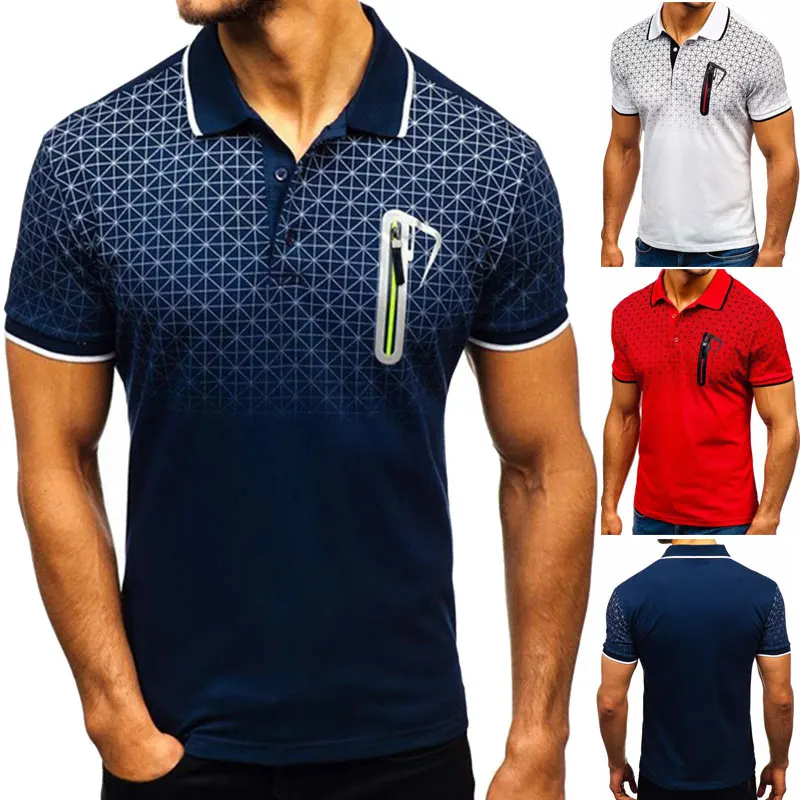 Новинка 2020 Мужская рубашка поло летняя приталенная с отложным воротником