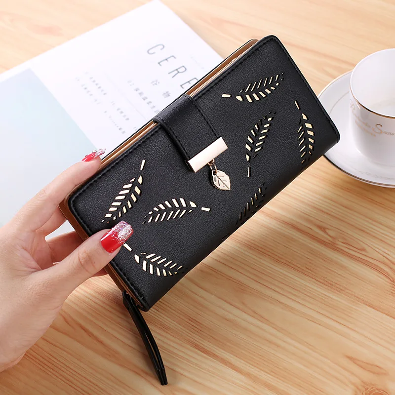 

Hollow Out Pattern Casual Wallet Female Purse PU Leather Bag Women Coin Purses Fashion Ladies Long Wallets Card Holders