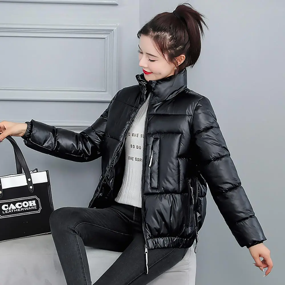 GRELLER Autumn Winter Jacket For Women 2021 New Fashion Stand Collar Coat Female Jackets Winter Lady Short Parkas Warm Outwear