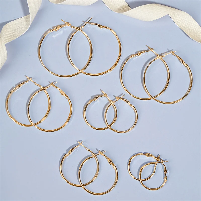 

Large Circle Earrings Simple Temperament Needle Classic Fashion Earrings Set pendientes aro pendientes
