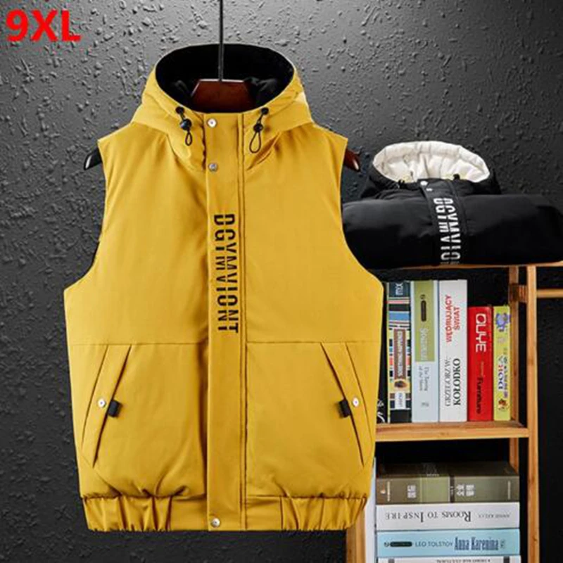 

Winter men's cotton vest 9XL wear vest hooded autumn and winter cotton pad trend youth thickening 8XL 7XL 6XL 5XL 4XL
