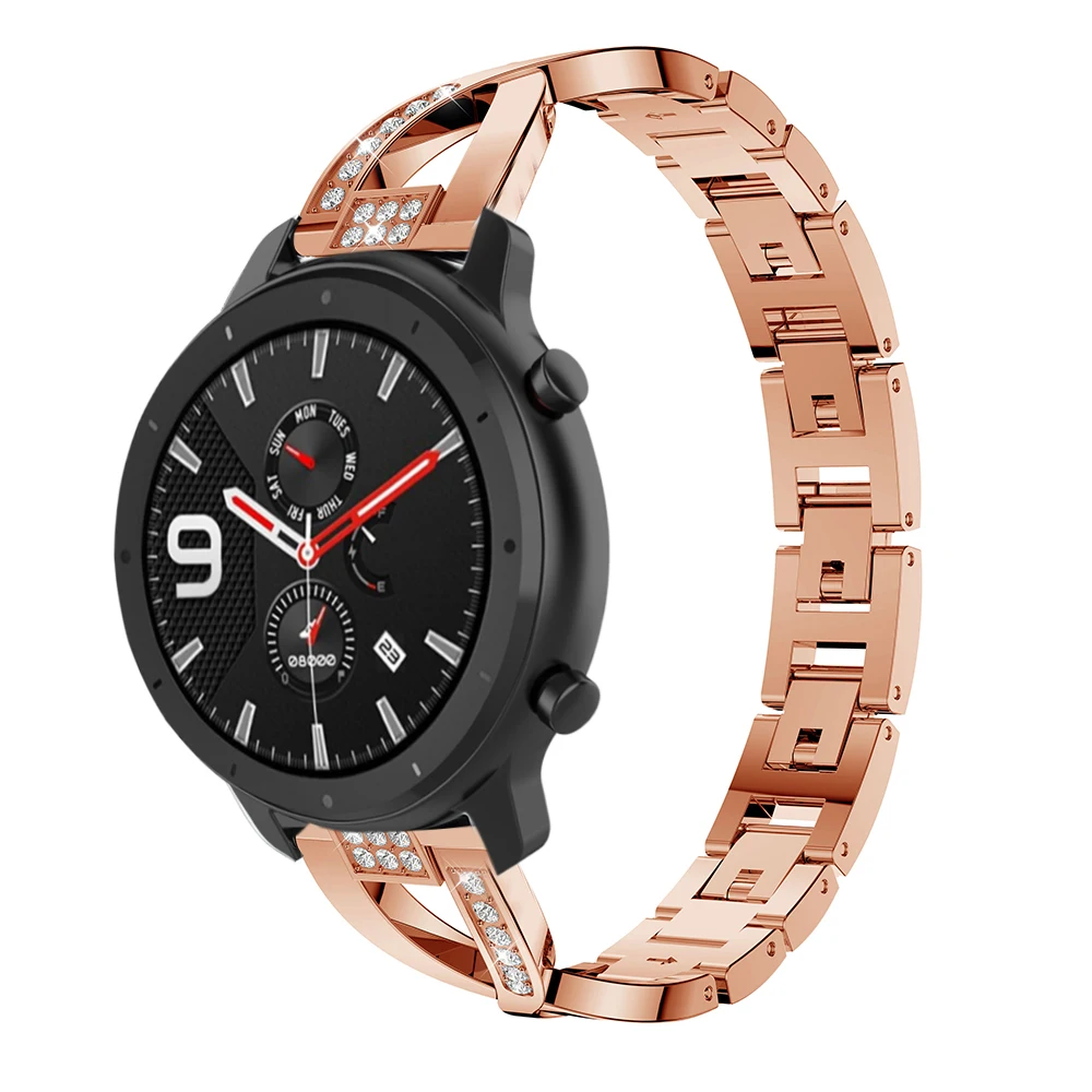 Luxury Stainless Steel Watch Band Strap For Huami Amazfit GTR 47mm 42mm Replacement Alloy Metal Watchband Women Crystal Bracelet | Наручные