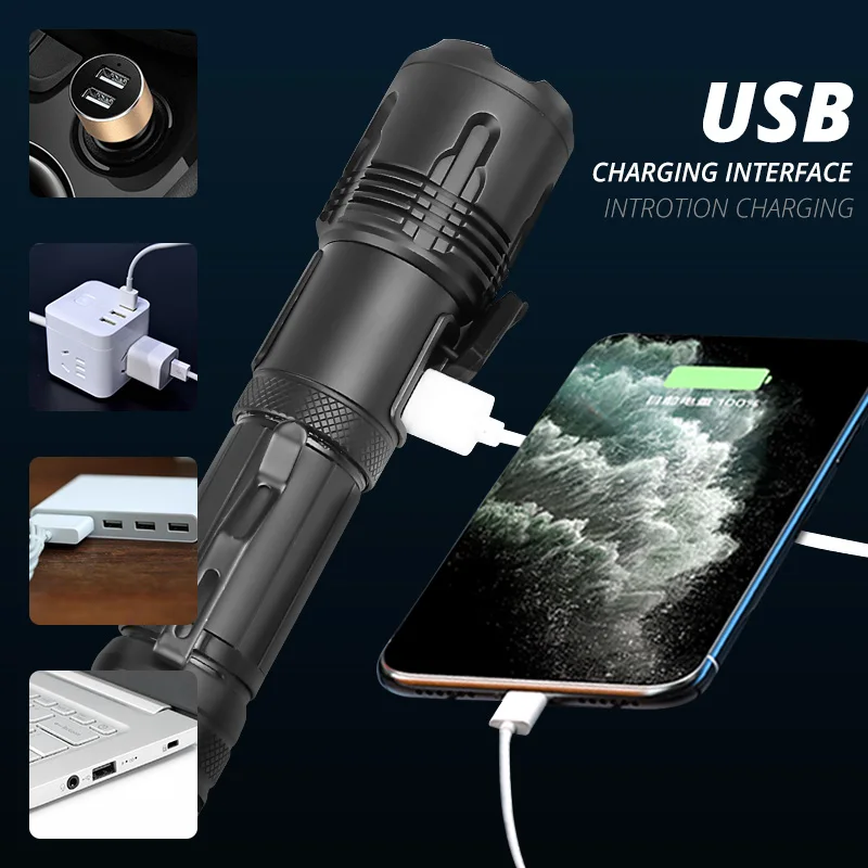 Zoom à Prova Modos de Uso. Xhp160.2 com Lâmpada D'água em 5 Bateria de 5000mah com Suporte para Bicicleta para Presente Lanterna Poderosa Recarregável Led Usb 6 Luzes e Iluminação