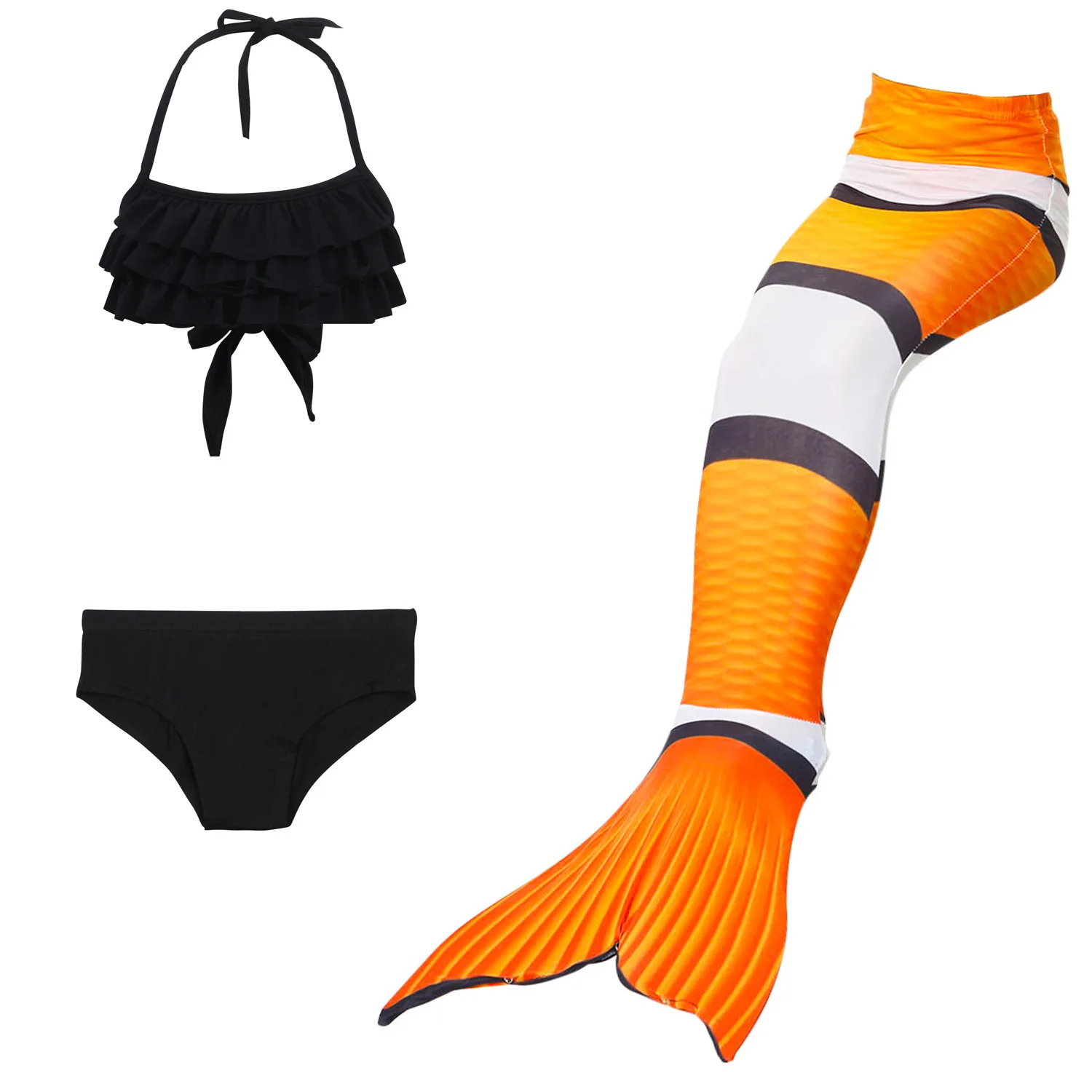 3PCS SET NO MONOFIN Детский купальный костюм; купальный костюм с хвостом русалки; карнавальные костюмы; купальный костюм для девочек; купальный костюм - Цвет: 3PCS SET NO MONOFIN
