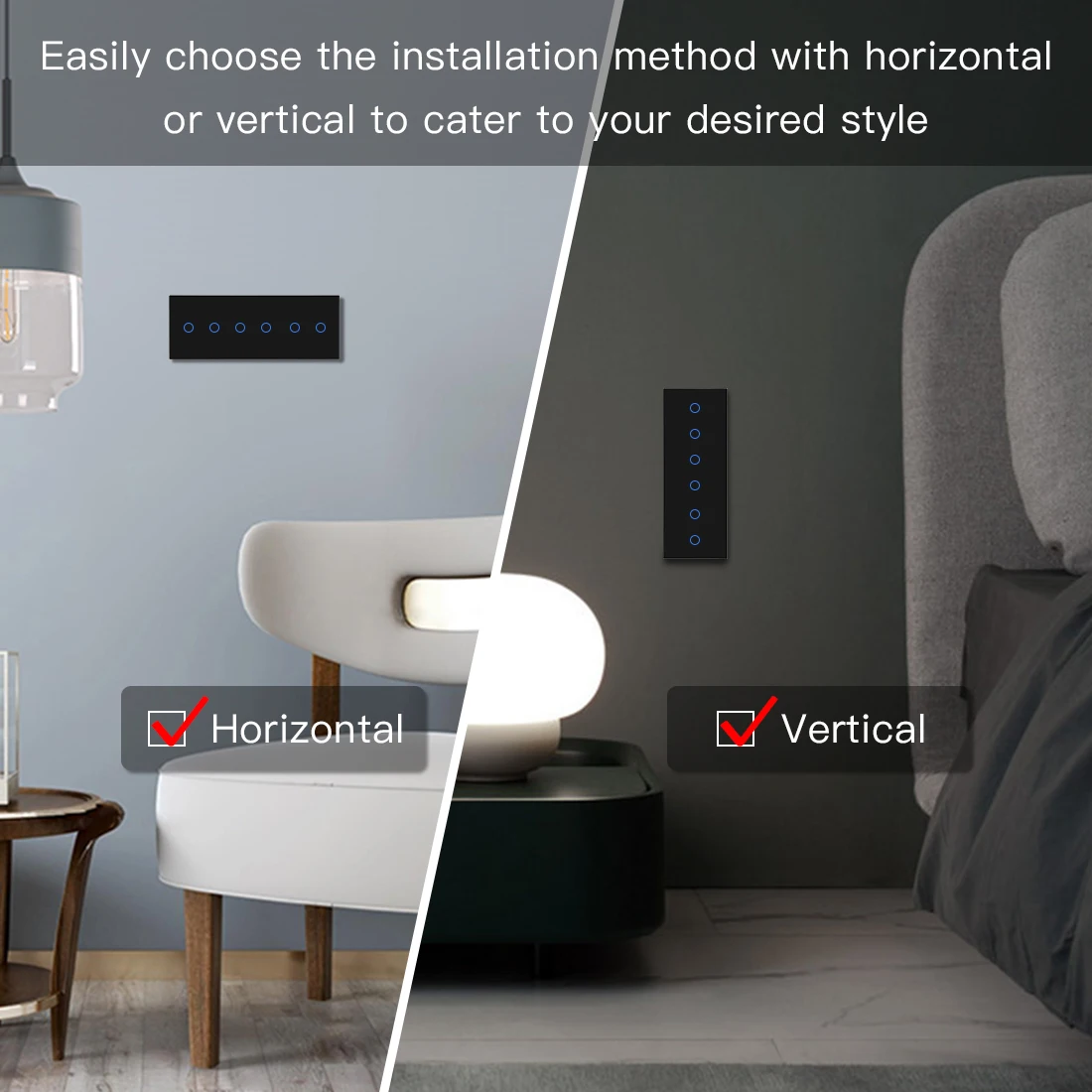 Сенсорный выключатель света BSEED умный стеклянный с Wi-Fi 6 клавиш 1 канал сенсорный