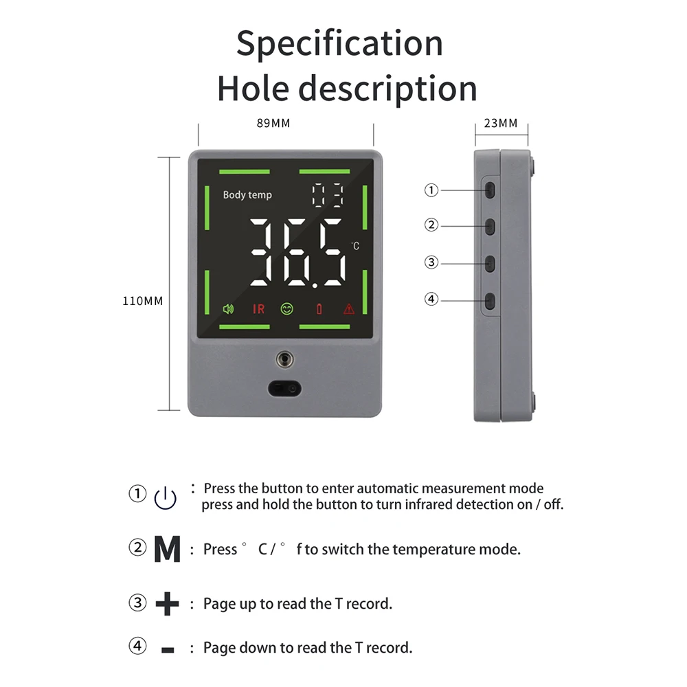 Настенный инфракрасный мини термометр Бесконтактный комнатный настенный для