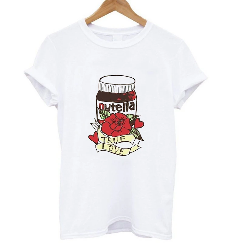Модный женский топ Nutella с круглым вырезом и коротким рукавом футболка принтом