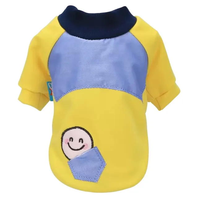 Summer Pet Dog Clothes Denim Stitching Smiley T-shirt Clothing Vest Puppy Dog Shirt Chihuahua Costume for Small Dogs for Yorkies