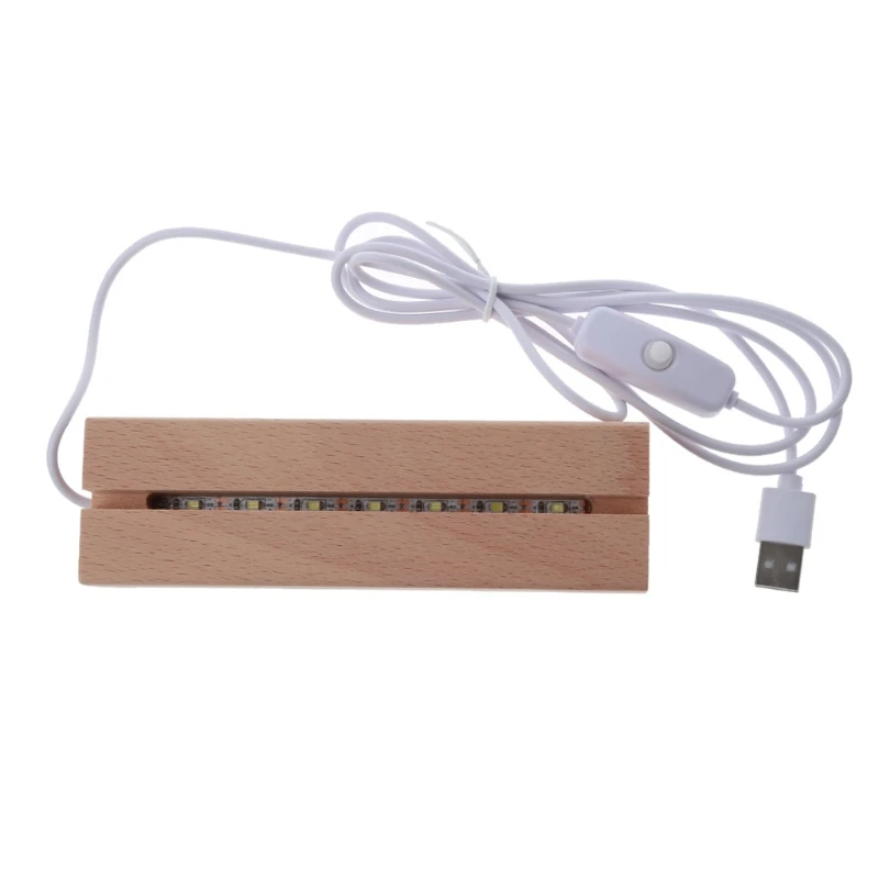 

Rectangle LED Lights Display Base Wooden Lighted Base Stand Lasers Crystal Glass Night Lighted Base Resin Art Ornament