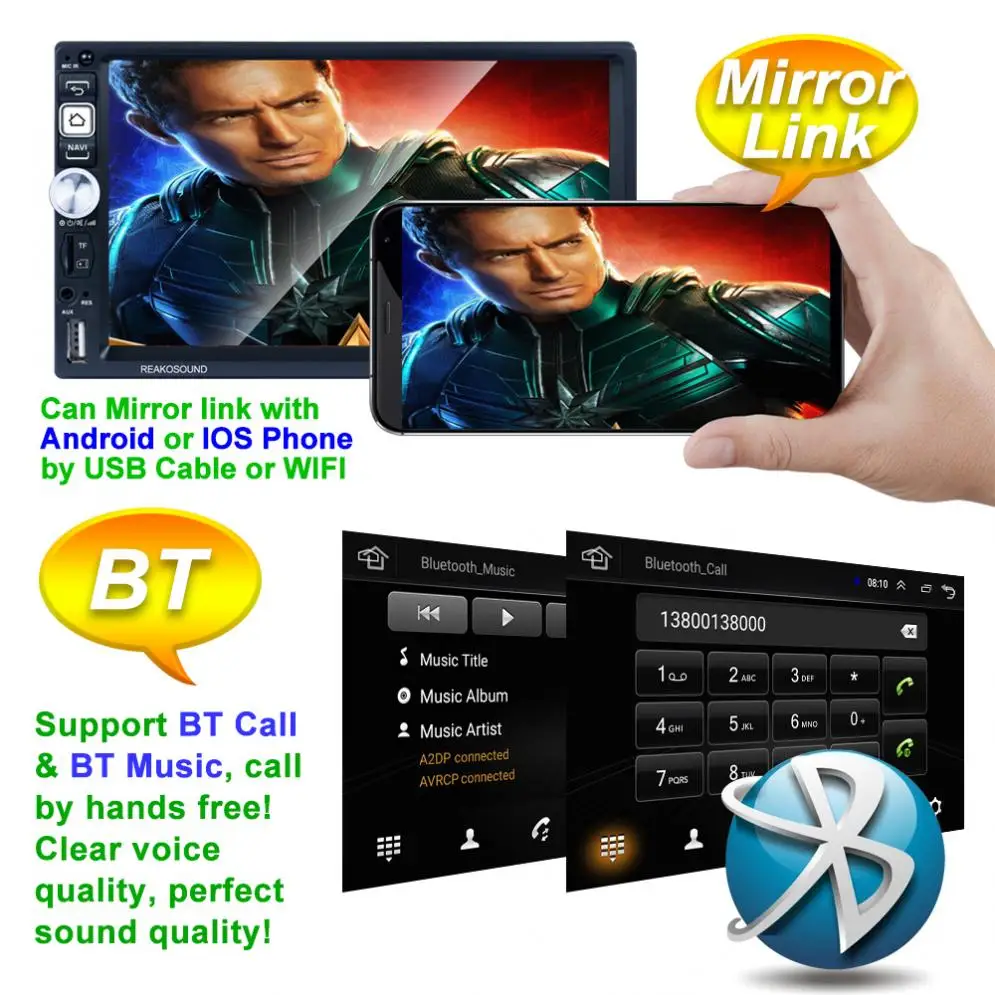 2 DIN MP5 gpsуниверсальный плеер с поддержкой USB / AM FM RDS Mirrorlink /WIFI|Автомагнитолы| |