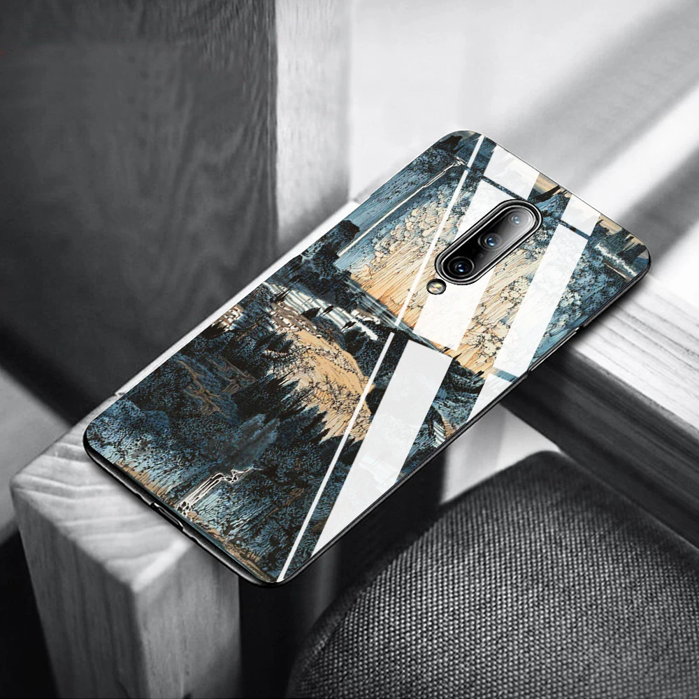 Phone Case For OnePlus 7 pro 6T 6 5T 5 TPU Cover with Printed Tempered Glass |