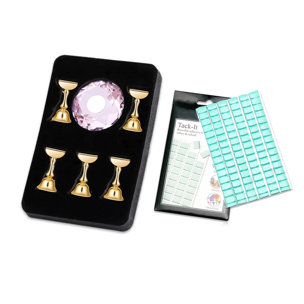 

Pink and purple Crystal Nail Tips Practice Display Stand Magnetic Stuck Manicure Nails Holder Salon DIY Tools