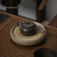 pot tray tea table bearing tea pot base vintage bamboo water storage japanese style coarse pottery ru kiln tea set accessories