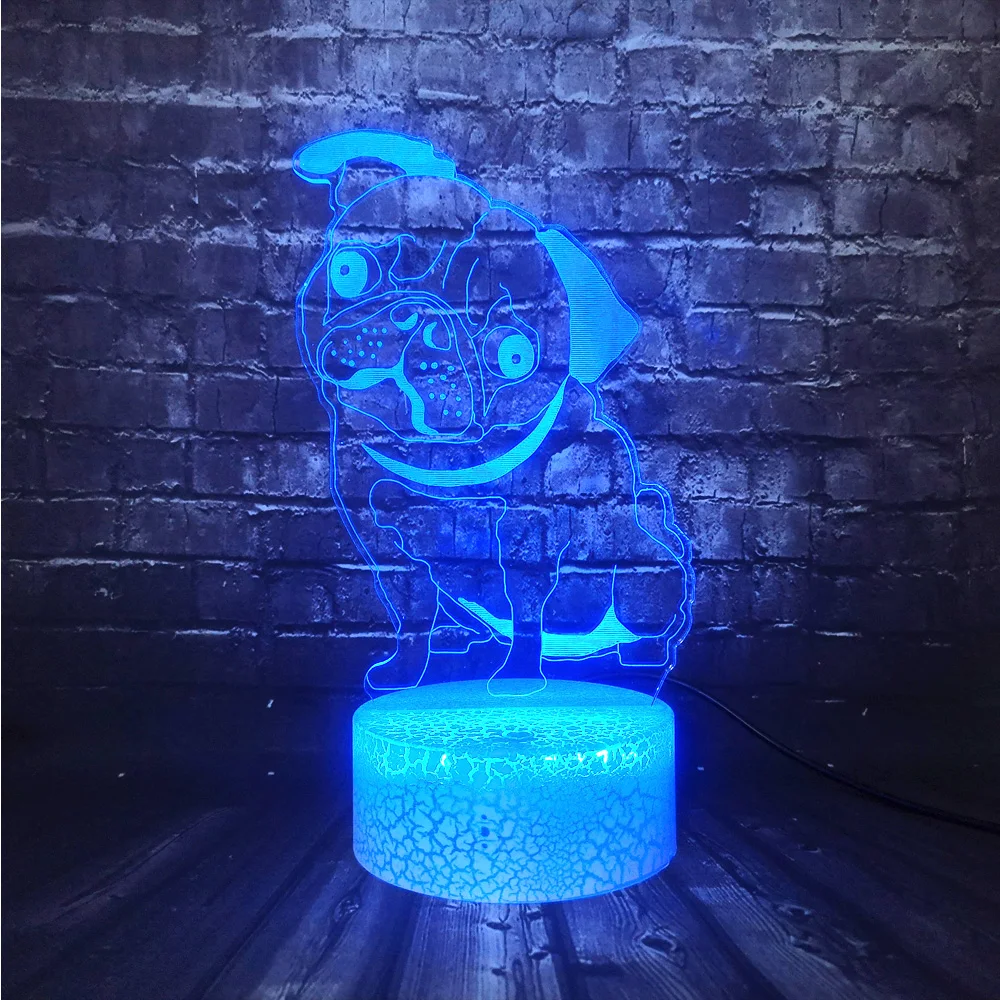 Cartoon Animal Dog Cute 3D Optical LED Night Light For Kids Bedroom Home Decor Illusion RGB Lava Holiday Birthday lamp | Лампы и