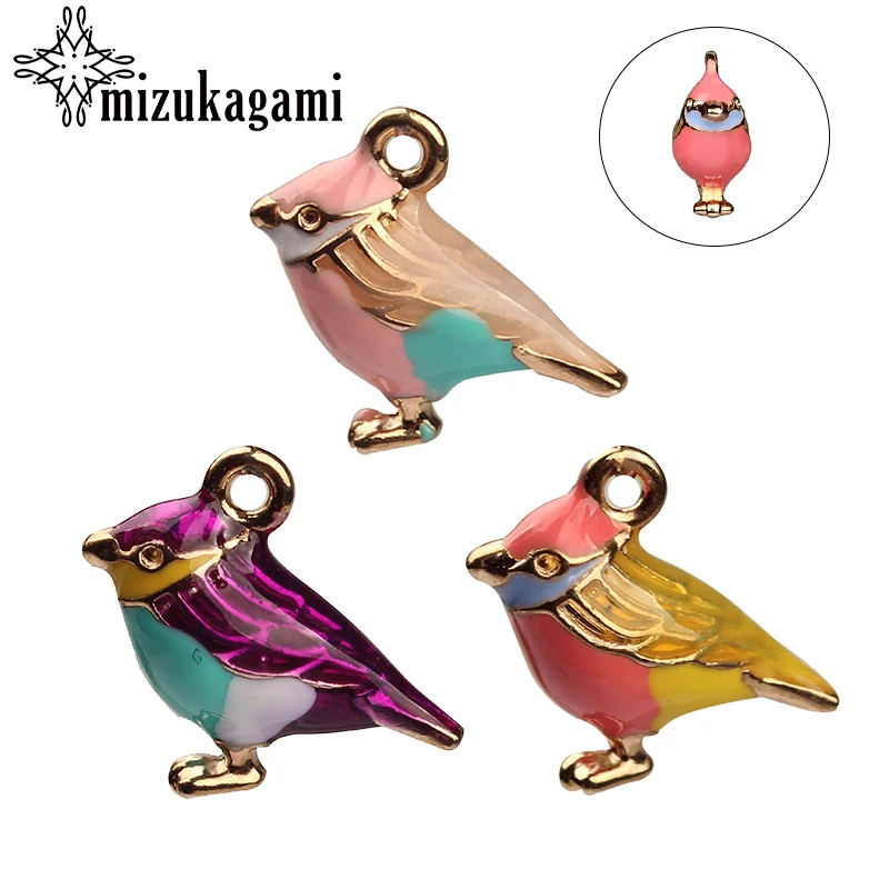1 шт. 9*13 мм сплав амулеты животные 3D птица милые капли масло ручная работа