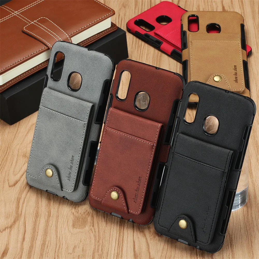 A505 Canvas Shockproof Case for Samsung m10 m20 m30 A10 A20 A30 A50 A70 2019 Card Holder Wallet Flip Silicone Cover Buckle Funda |