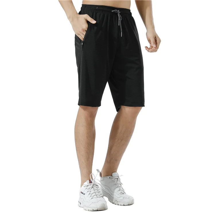 

Mesh Ice Silk Men Running Shorts Quick Dry Workout Sportswear Gym Black Color Clothing Cycling Outdoor Zipper Pockets Elastic
