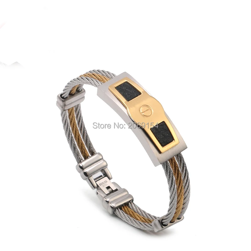 Men Bangle  Charm Jewelry Gold Bracelet Male Classic Steel Chain Link Fashion Wristband Magnetic Bangle For Men Alloy Bangle