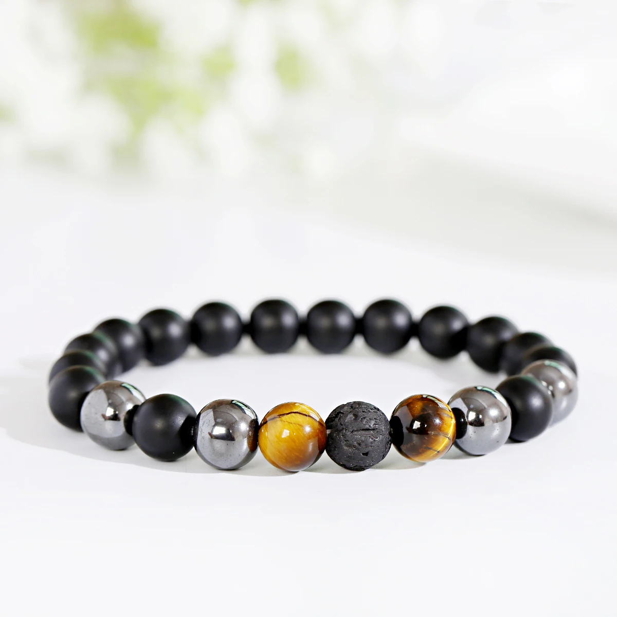 

Fashion 10MM Hematite Tiger Eyes Stone Beads Bracelet Men Charm Tibetan Buddha Adjustable Bracelet Women Dropshipping