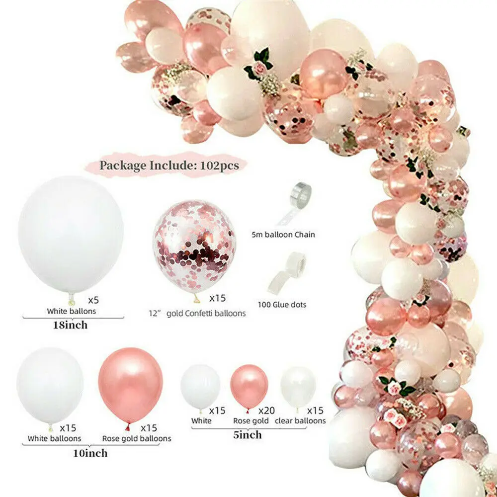 

100pcs Rose Gold Balloon Chain Set Arch Garland Kit Wedding Birthday Party Decoration Festive Supplies