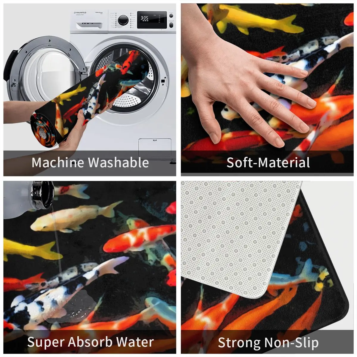 Koi коврик в виде рыбы для ног ванной нескользящий туалета балкона абсорбирующий