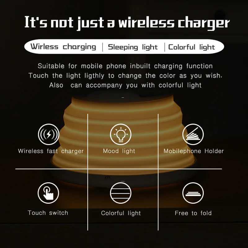 

3 in 1 10w Wireless Charger Phone Stand Led Light for iphone 11 Pro Universal Wireless Charger Stand Fast Charging Station Dock