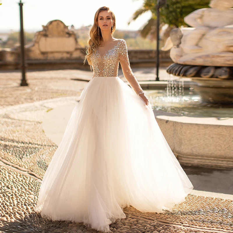 

YILIBERE New Simple Wedding Dress Backless Sleeveless Design Chiffon Lace Bride Dresses Princess Dress Plus Size Tailor-made