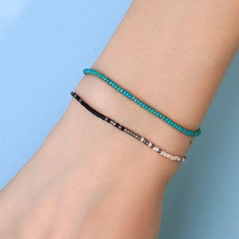 

KELITCH New Tiny Bracelets Women Gift Bangles Handmade Beaded Seed Strand Bracelet Adjustable Chain Gift Jewelry Couple Bangle