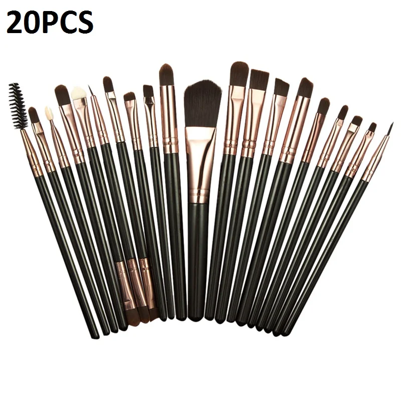 20pcs 15/20 шт. набор кистей для макияжа, инструменты для макияжа, косметический набор, набор для макияжа с деревянными ручками, брендовый набор кистей для макияжа Pincel Maleta De Maquiagem профессиональный - Handle Color: 20pcs