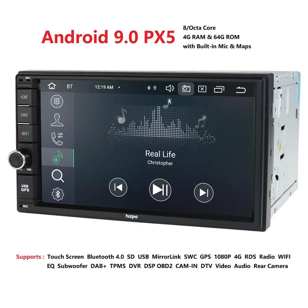 Новейший Hizpo 4 Гб ОЗУ 64 Гб ПЗУ 2Din HD 7''Android9. 0 универсальный автомобильный Радио Аудио Стерео gps навигация медиаплеер магнитофон BT