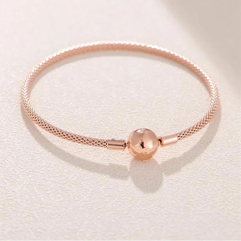 

925 Sterling Silver Pan Bracelet Classic Three Color Clasp Silver Silk Pan Bracelet Fit European Charm Bracelets Women Jewelry