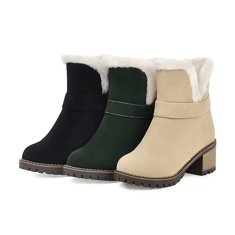 RIZABINA/женские зимние ботинки теплая зимняя обувь на толстом меху женские