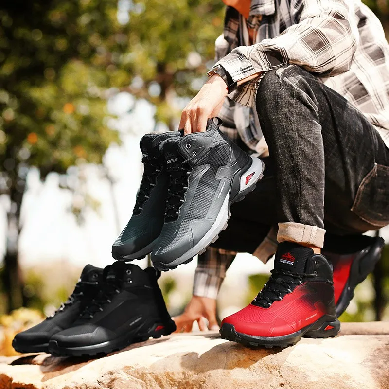 

Brand Men Boots Warm Plush Snow Boots Outdoor Non-slip Hiking Boots High-top Waterproof Sneakers Men's Winter Boots Size 40-48