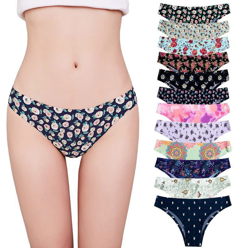 

Summer Bikini Panties Women Breathable Briefs Flower Leopard Print Low Waist Mesh Swimwears Underpants for Female Ladies New