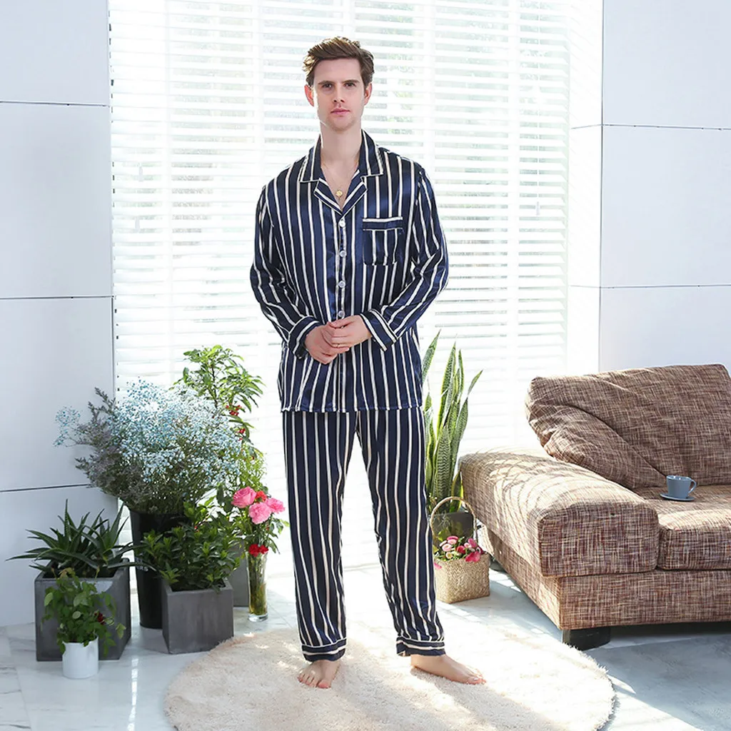 

Men's Long-sleeved Solid Color Suit Foreign Trade Home Service Pajamas Fashion Man Fashion Discount High Quality