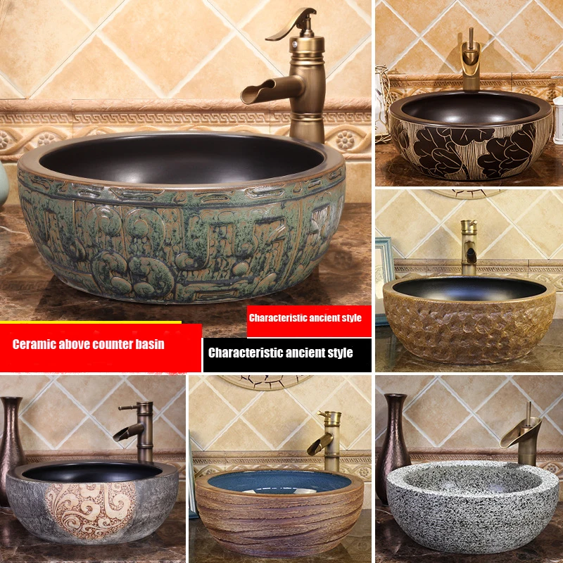 

Античная керамическая раковина, модная раковина для ванной комнаты, раковина для всей семьи, раковина для ванной комнаты, раковина с уникал...