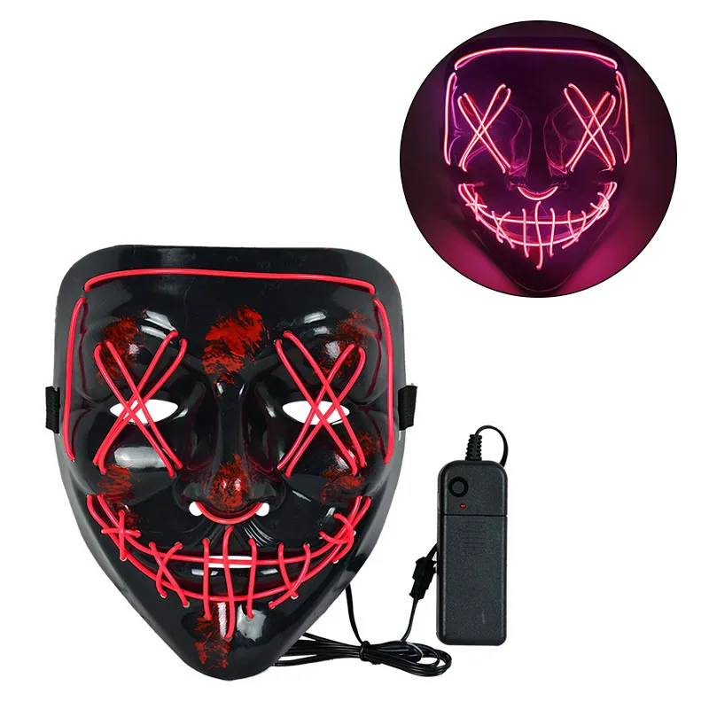 Led Mask Halloween Cool Neon Masks Luminous Glow In The Dark Party Masque Masquerade Maske Lights Cosmask Horror Glowing | Дом и сад
