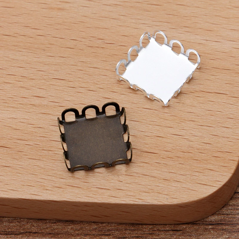 100 шт 12 мм кабошон база медный квадратный лоток DIY аксессуары для изготовления