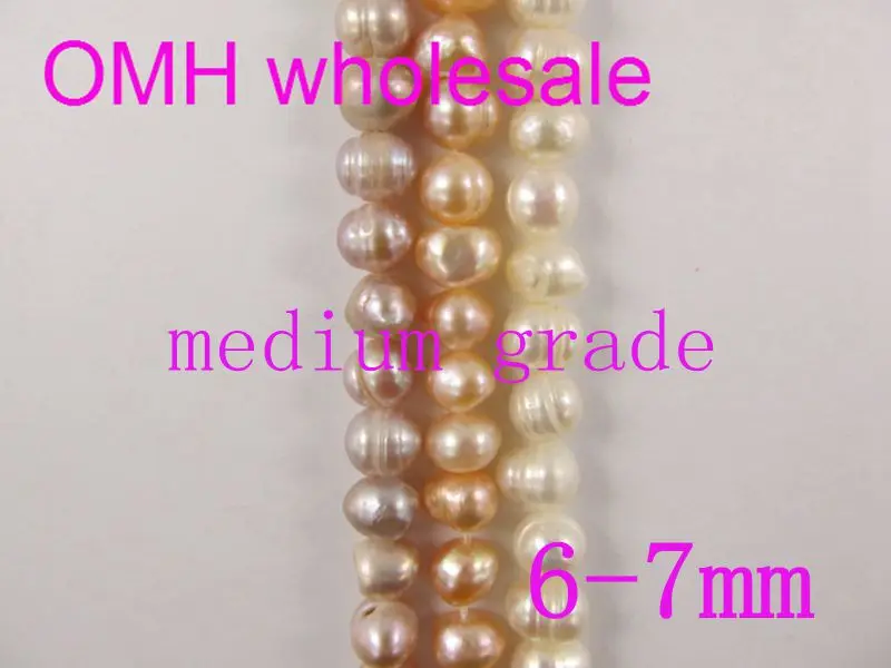 

OMH оптовая продажа 60 шт. 6-7 мм DIY аксессуары для ювелирных изделий космические бусины для браслета ожерелья круглые AA + натуральный пресновод...