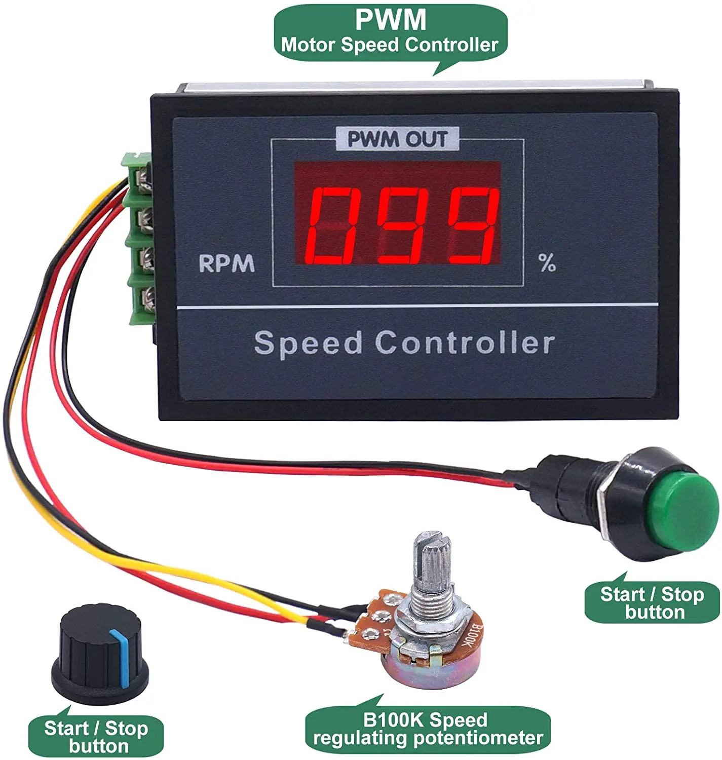 

30A Digital LED Display 0~100% adjustable DC 6V 12V 24V 48V Motor Speed Controller PWM