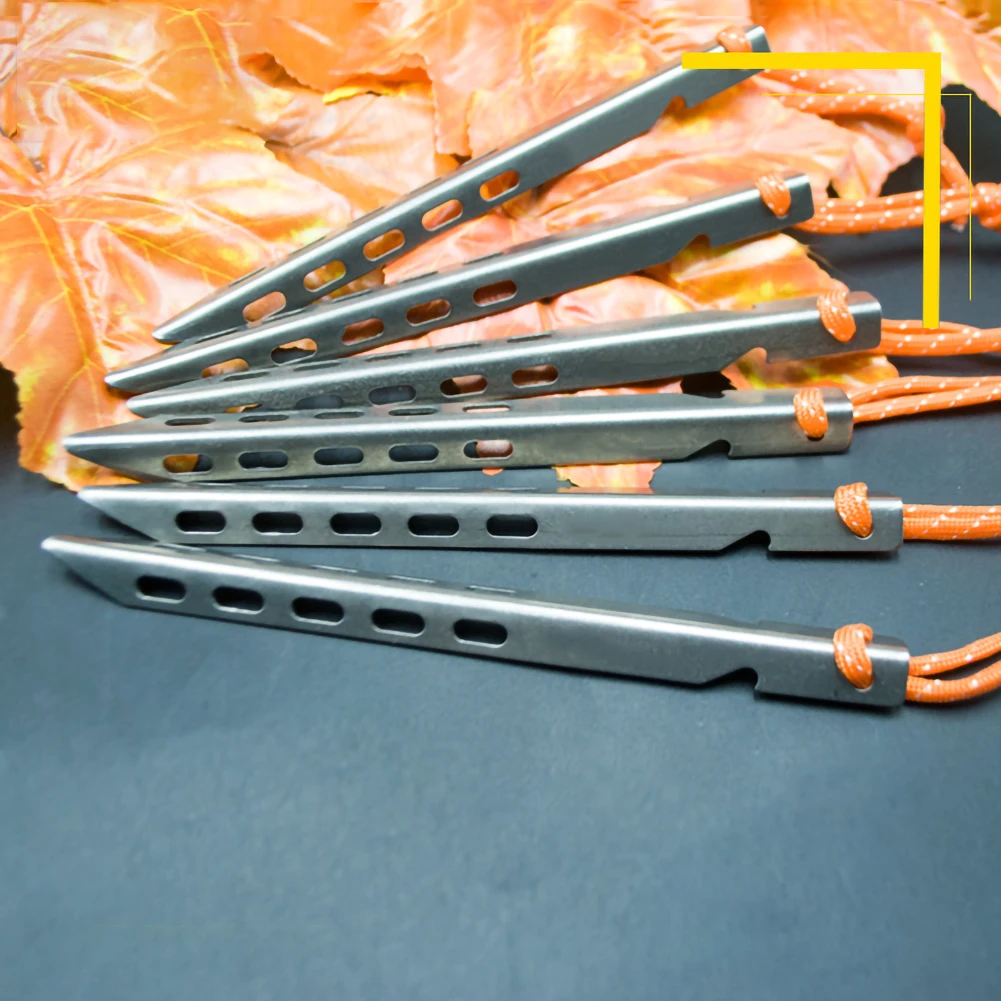 

Titanium tent nail V-shaped titanium nail windproof outdoor camping titanium tent nail accessories titanium tent pile with