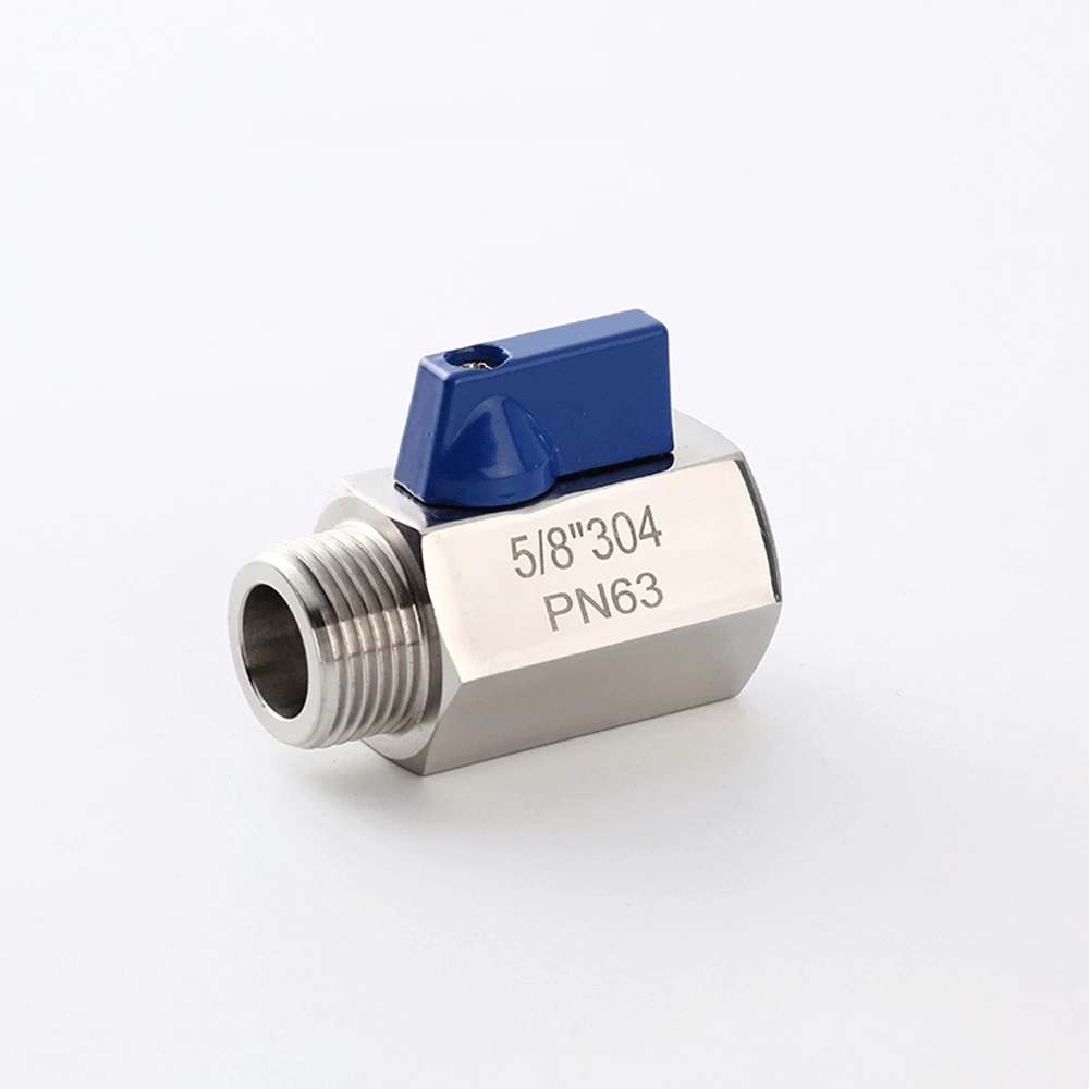 

G 5/8" BSP Male 7/8"-14 Mini Sanitary Ball Valve Homebrew Beer SUS 304 Stainless Steel With Blue Hanlde For Homebrew