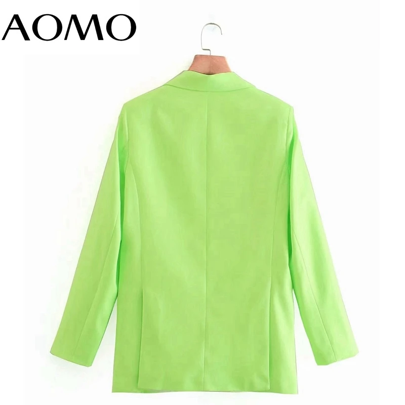 

AOMO Women Vintage Green Blazer Female Long Sleeve Elegant Jacket Ladies Blazer Formal Suits 2J56A