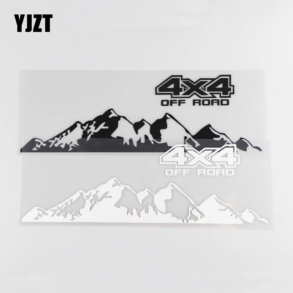

YJZT 24.5×7.6CM 4X4 Personalized Mountain And River Pattern Decoration Vinyl Car Sticker Decal Black/Silver 4C-0467