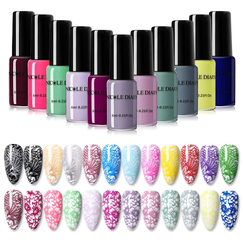 Лак NICOLE DIARY для штамповки искусство ногтей|Лак ногтей| |