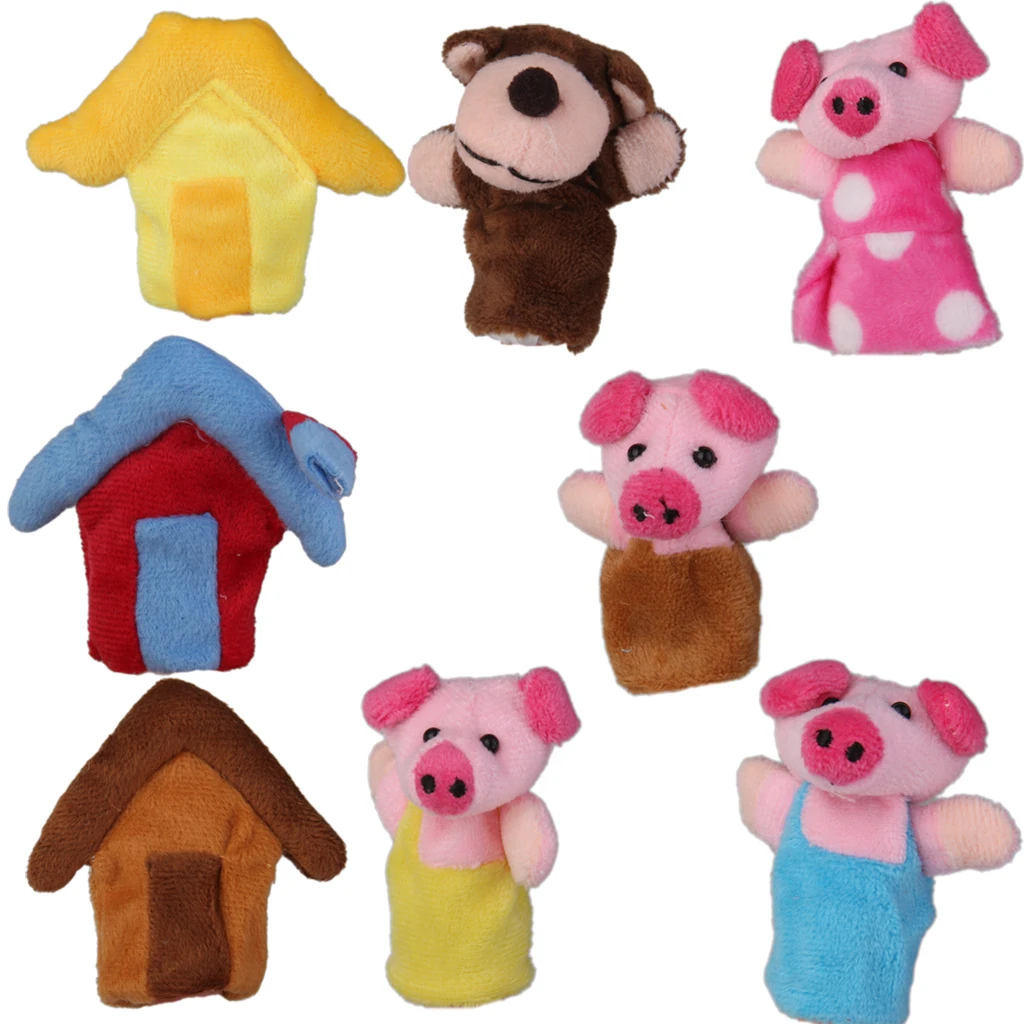 

8pcs Three Little Pigs Story Telling Finger Puppets Nursery Fairy Tale